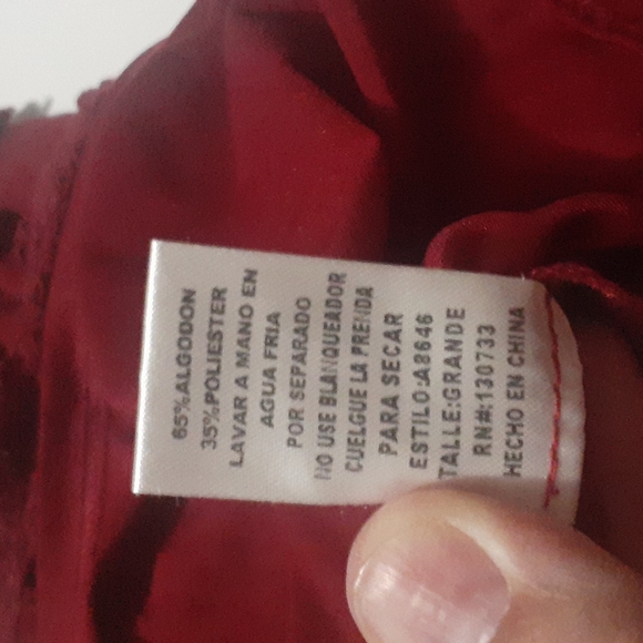 Umgee Red Baby Doll Dress Empire Waist Off the Shoulder Lace Maroon Peasant L - Picture 12 of 13